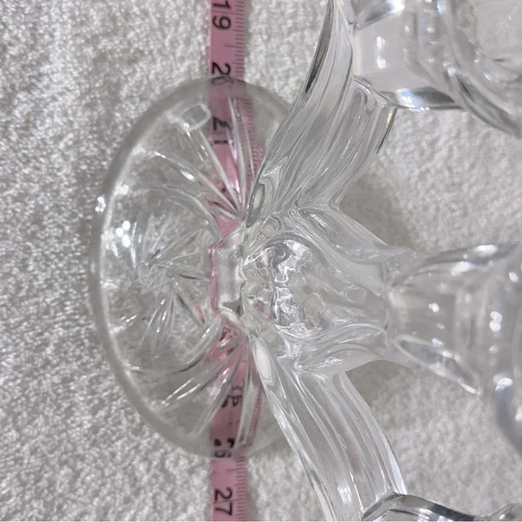Vintage  Cut Crystal Pinwheel Star Pattern 3 Arm Candle Holder Candelabra - Picture 13 of 15